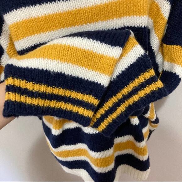 BP. Caitly Striped Sweater NEW size XL Navy White Yellow Crewneck Button Detail - Picture 5 of 9